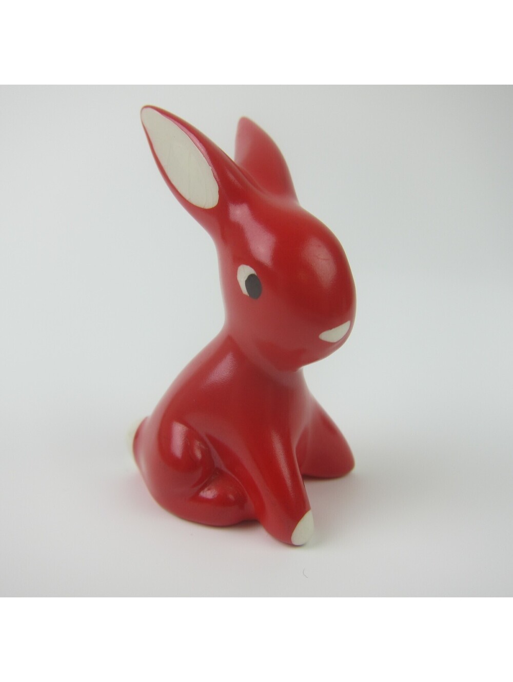 Vintage Goebel Red Bunny Rabbit Porcelain Figurine Sitting KT 804 West Germany